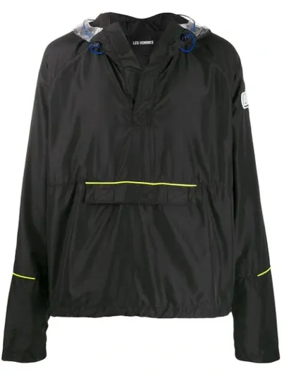 Les Hommes Hooded Sports Jacket In Black