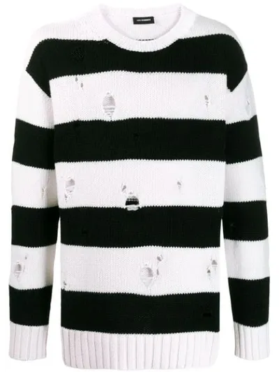 Les Hommes Destroyed Knit Jumper In White