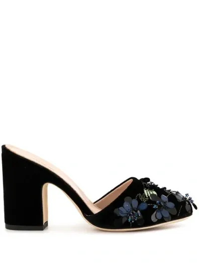 Giambattista Valli Floral Embellished Mules In Blue