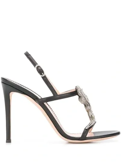 Giuseppe Zanotti Lizard Embellished Sandals In Black