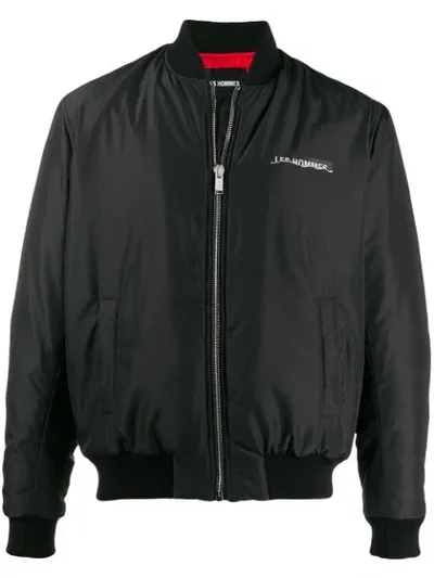 Les Hommes Logo Patch Bomber Jacket In Black