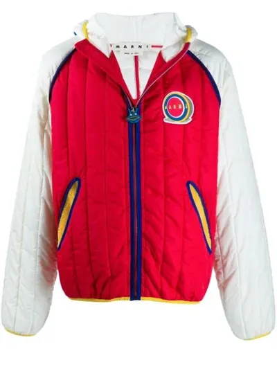 Marni Colour Block Quilted Jacket In Red