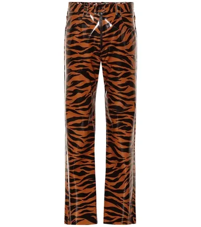 Kwaidan Editions Tiger-print Vinyl Pants In Orange