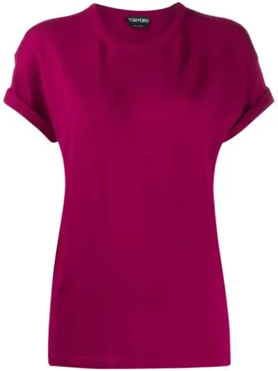 Tom Ford Knitted Roll Sleeves T-shirt In Pink