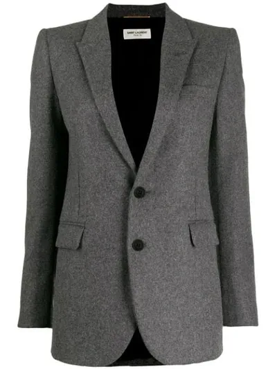 Saint Laurent Single-breasted Tailored Blazer In Grey