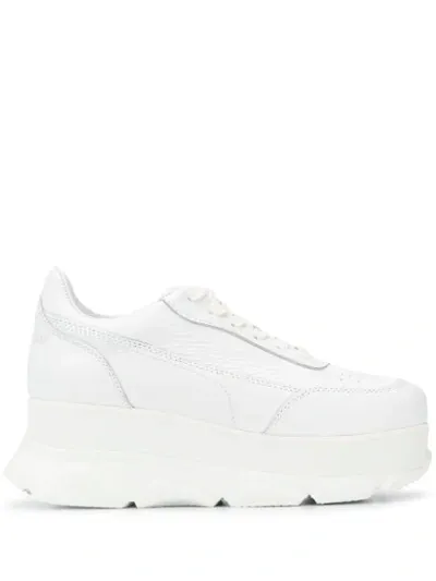 Joshua Sanders Zenith Wedge Lace-up Sneakers In White