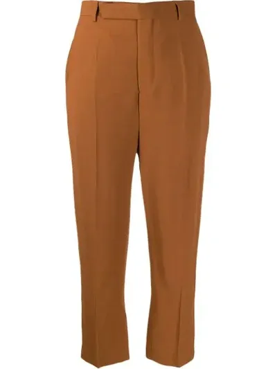 Rick Owens Cropped Tailored Trousers In Brown