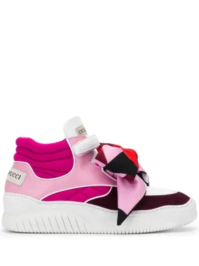 Emilio Pucci Abstract Panelled High-top Sneakers In Pink