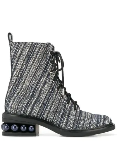 Nicholas Kirkwood Casati Pearl Combat Boots In Blue