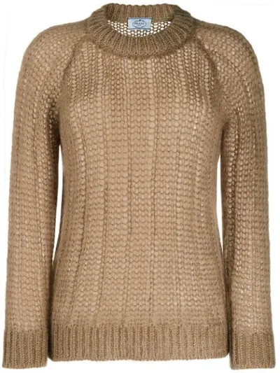 Prada Chunky Knit Jumper In F0040 Camel