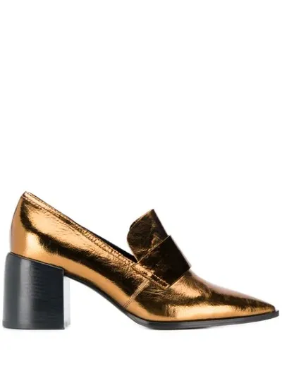 Casadei Block Heel Metallic Pumps In Brown