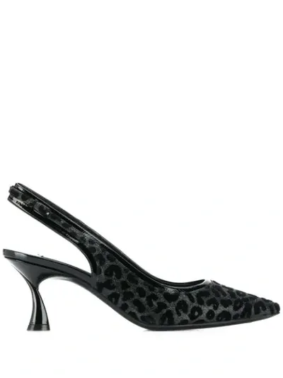 Casadei Leopard Print Slingback Pumps In Black