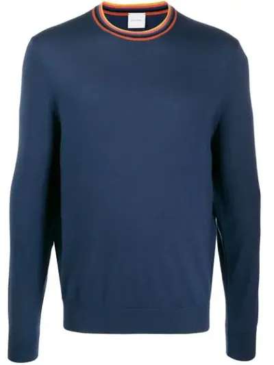 Paul Smith Multicoloured Neck Jumper In Blue