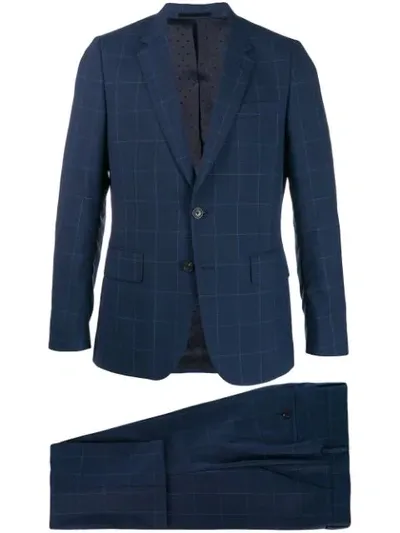 Paul Smith Checked Formal Suit In Blue