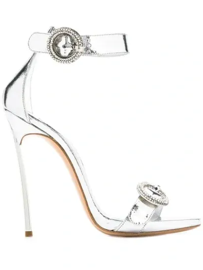 Casadei Metallic Stiletto Sandals In Silver