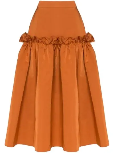 Roksanda Ruffle Detail Midi Skirt In Orange