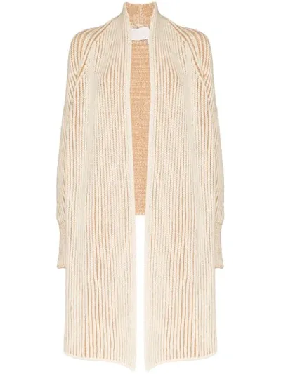 Chloé Long Knit Scarf Cardigan In Neutrals