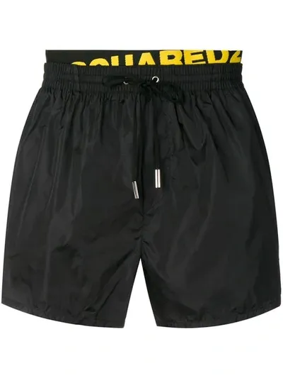 Dsquared2 Logo Band Swim Shorts In Black