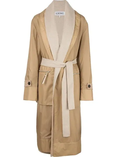 Loewe Neutral Women's Belted Double-layer Coat In Neutrals