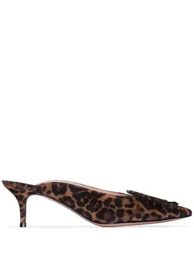 Gianvito Rossi 55 Leopard-print Calf Hair Mules In Brown