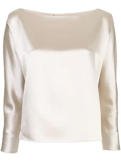 Peter Cohen Silk Plain Blouse . In Neutrals