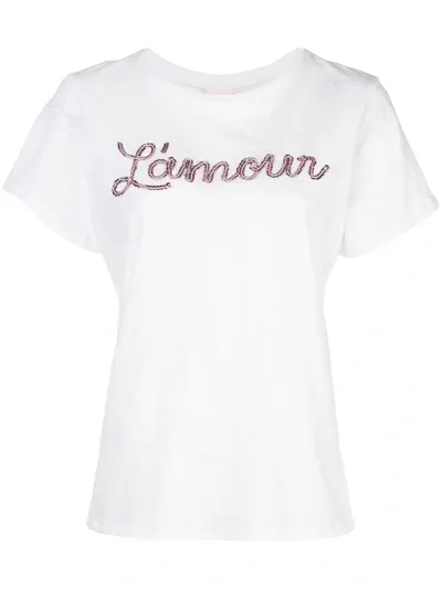 Cinq À Sept L'amour Embellished T-shirt In White