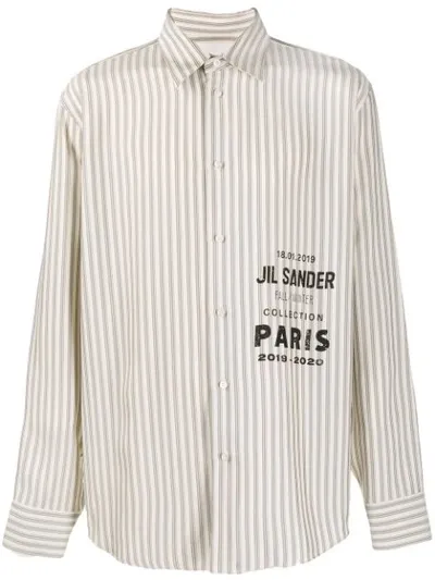 Jil Sander Logo-printed Striped Shirt In Neutrals