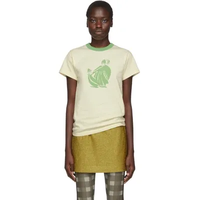 Lanvin Off-white & Green Printed T-shirt In Beige