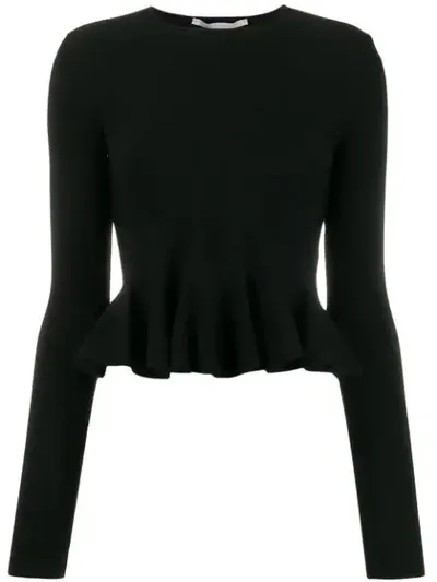 Stella Mccartney Cropped Peplum Top In Black