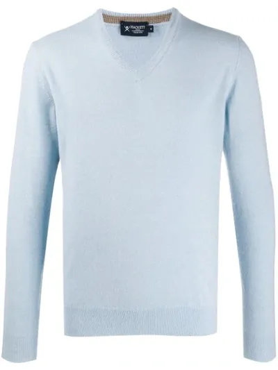 Hackett V-neck Jumper In Blue