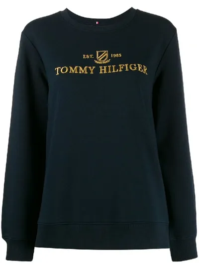 Tommy Hilfiger Embroidered Logo Sweater In Blue