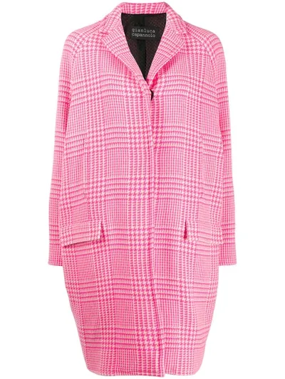 Gianluca Capannolo Houndstooth Pattern Single-breasted Coat In Pink