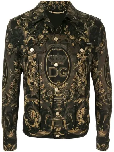 Dolce & Gabbana Graphic Print Denim Jacket In Black