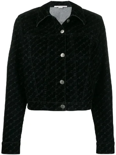 Stella Mccartney Monogram Print Denim Jacket In Black