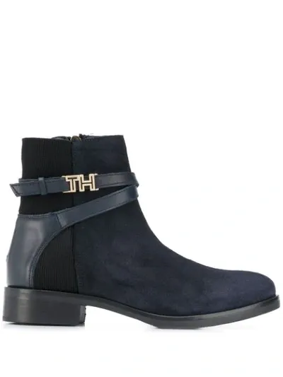 Tommy Hilfiger Hardware Detail Ankle Boots In Blue