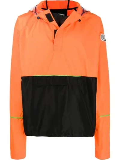 Les Hommes Colour-block Hooded Jacket In Orange