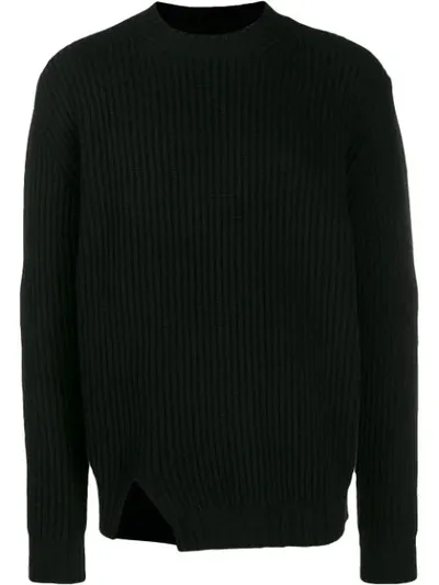 Les Hommes Side Slit Jumper In Black