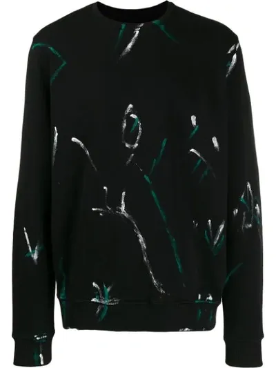 Les Hommes Contrast Print Sweatshirt In Black