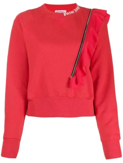 Palm Angels Zip Detail Sweatshirt In Red