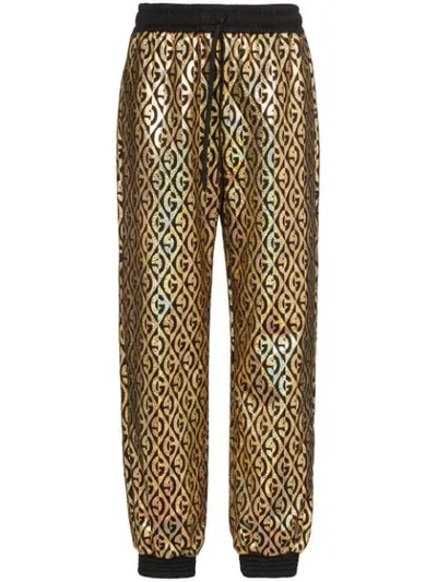 Gucci Rhombus Logo Metallic Track Pants In Black