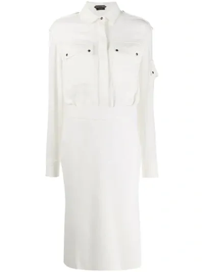 Tom Ford Military Shirt Midi Dress In White