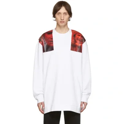 Raf Simons Opening Ceremony Oversized Shoulder Patch Crewneck Sweater In 00010 White