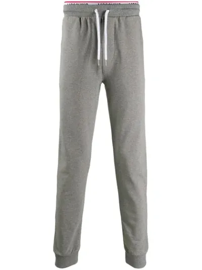 Moschino Logo Tape Waistband Track Pants In Grey