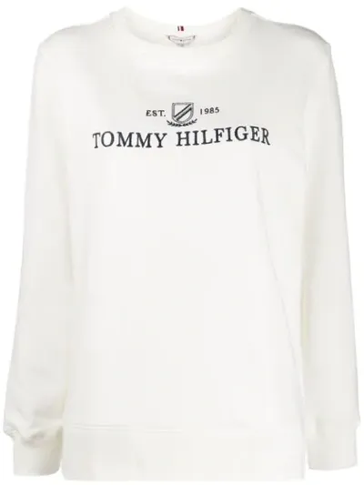 Tommy Hilfiger Logo Print Sweatshirt In White