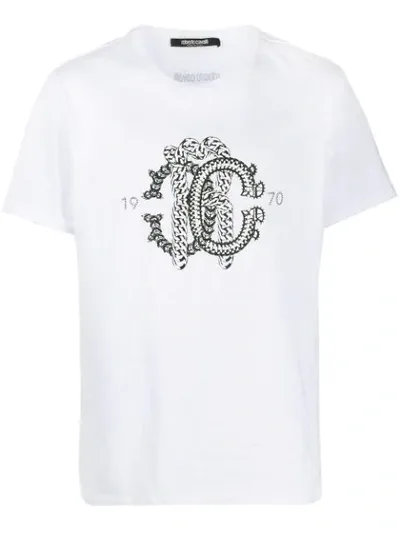 Roberto Cavalli Logo Print T-shirt In White