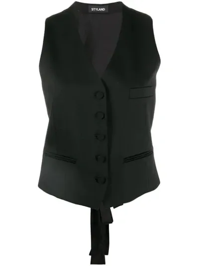 Styland Slim-fit Waistcoat In Black