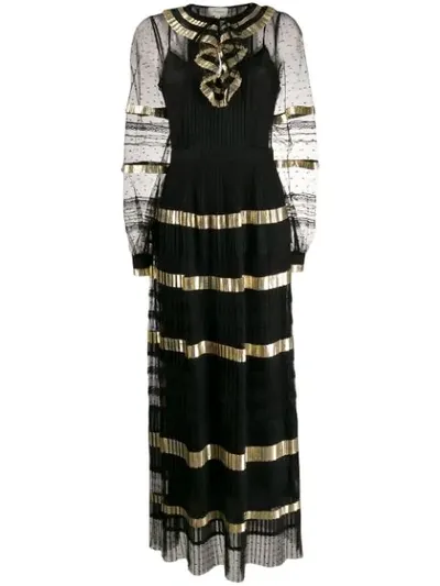 Temperley London Phantom Pleated Swiss-dot Maxi Dress In Black