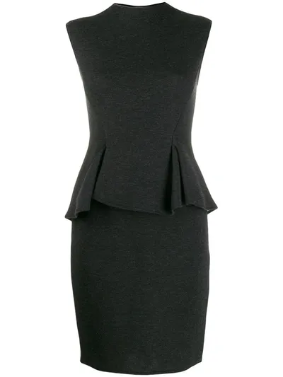 Pre-owned Lanvin 2014 Peplum Waist Dress In Grey