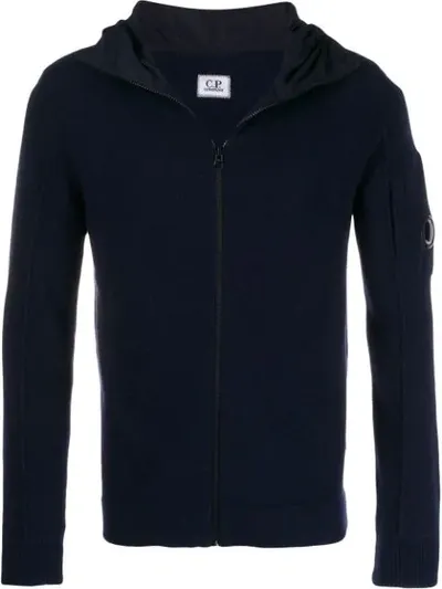 C.p. Company Lens-detail Zip-up Hoodie In Blue