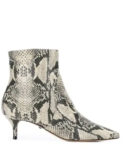 Schutz Bettie Snakeskin Ankle Boots In Neutrals